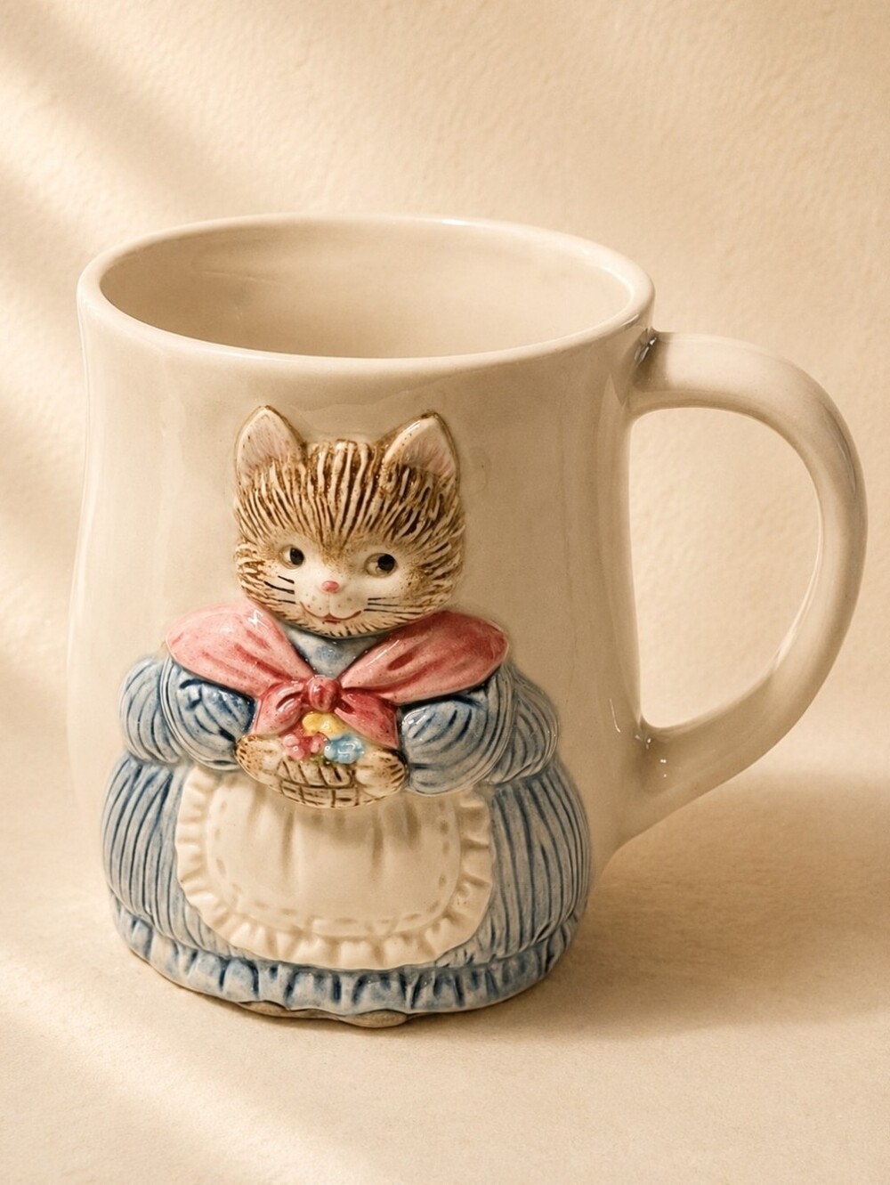 Vintage Otagiri Mrs. Whiskers Cat Mug Japan Storybook Cottagecore Relief